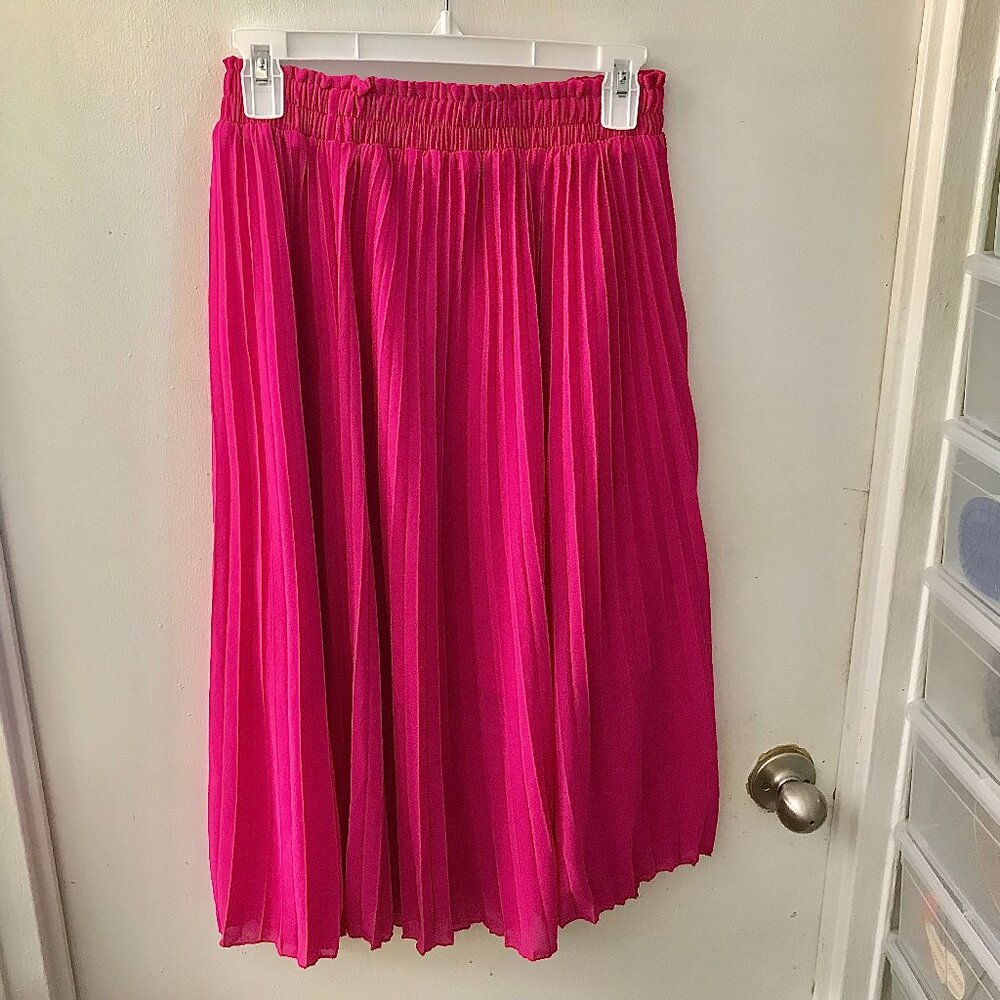 GOOBGS Women's Pleated A-Line High Waist Swing Flare Midi Skirt - Size XL